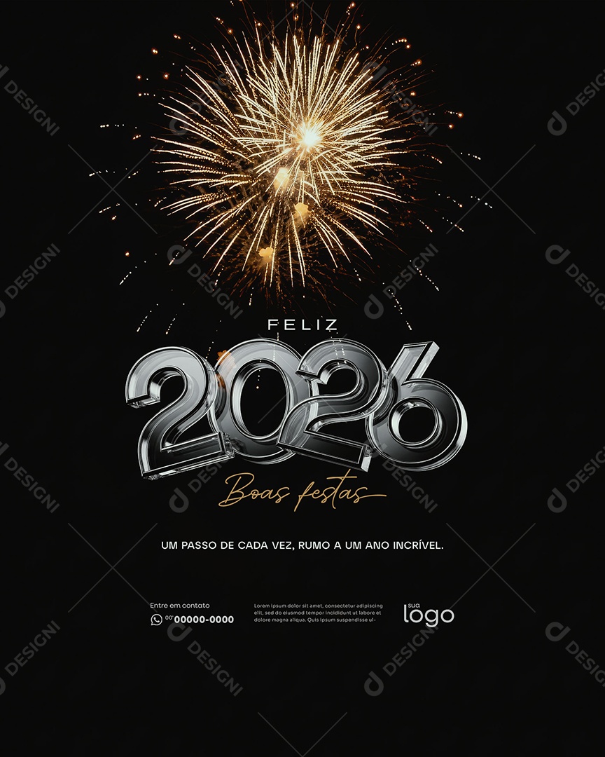 Feliz Ano Novo 2026 Réveillon Social Media PSD Editável