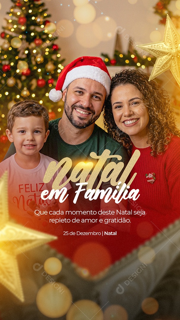 Story Feliz Natal 25 de Dezembro Natal em Família Social Media PSD Editável