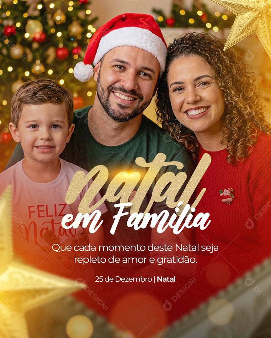 Feliz Natal 25 de Dezembro Natal em Família Social Media PSD Editável
