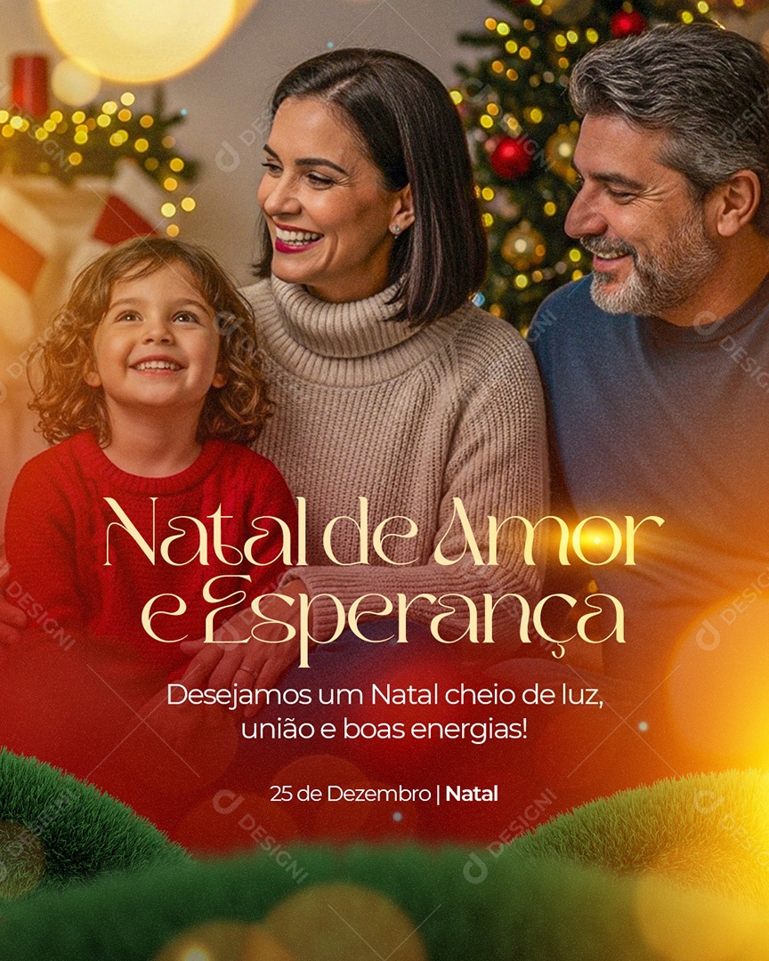 Feliz Natal 25 de Dezembro Natal de Amor e Esperança Social Media PSD Editável
