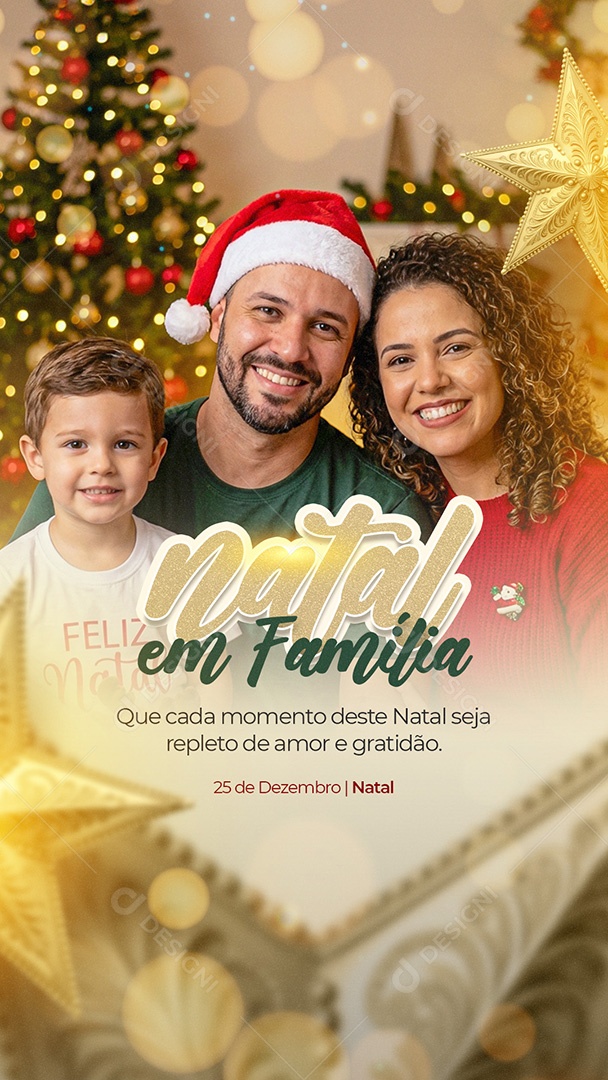 Story Feliz Natal 25 de Dezembro Natal em Família Social Media PSD Editável
