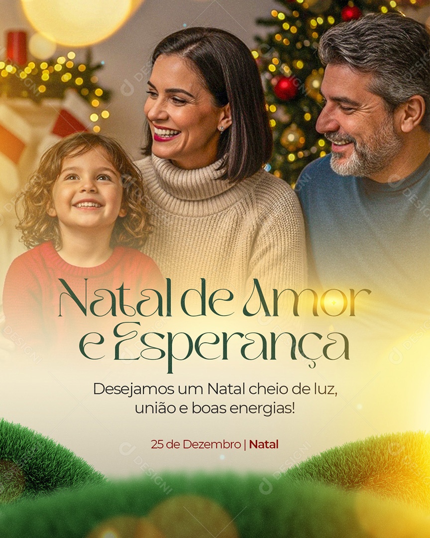 Feliz Natal 25 de Dezembro Natal de Amor e Esperança Social Media PSD Editável