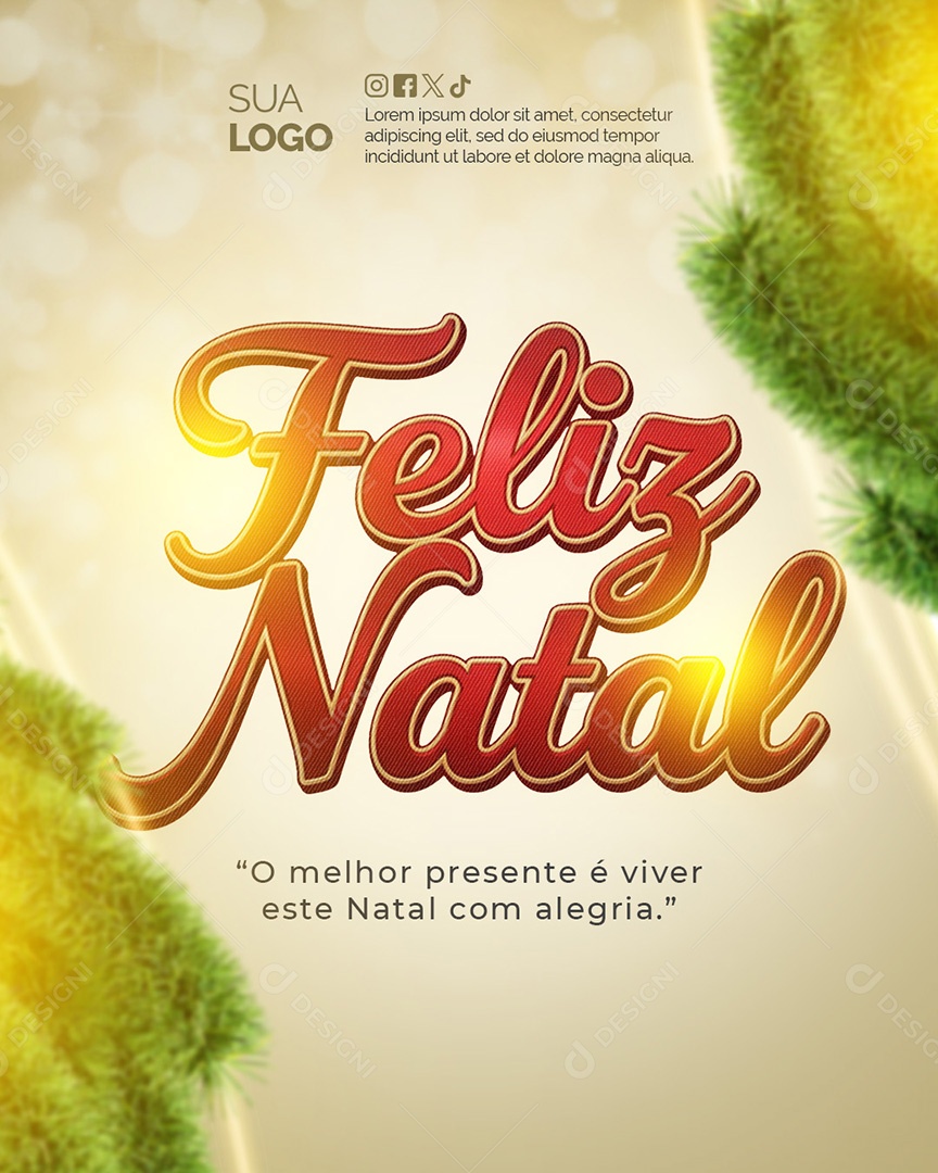 Feliz Natal 25 de Dezembro O Melhor Presente é Viver Este Natal Social Media PSD Editável