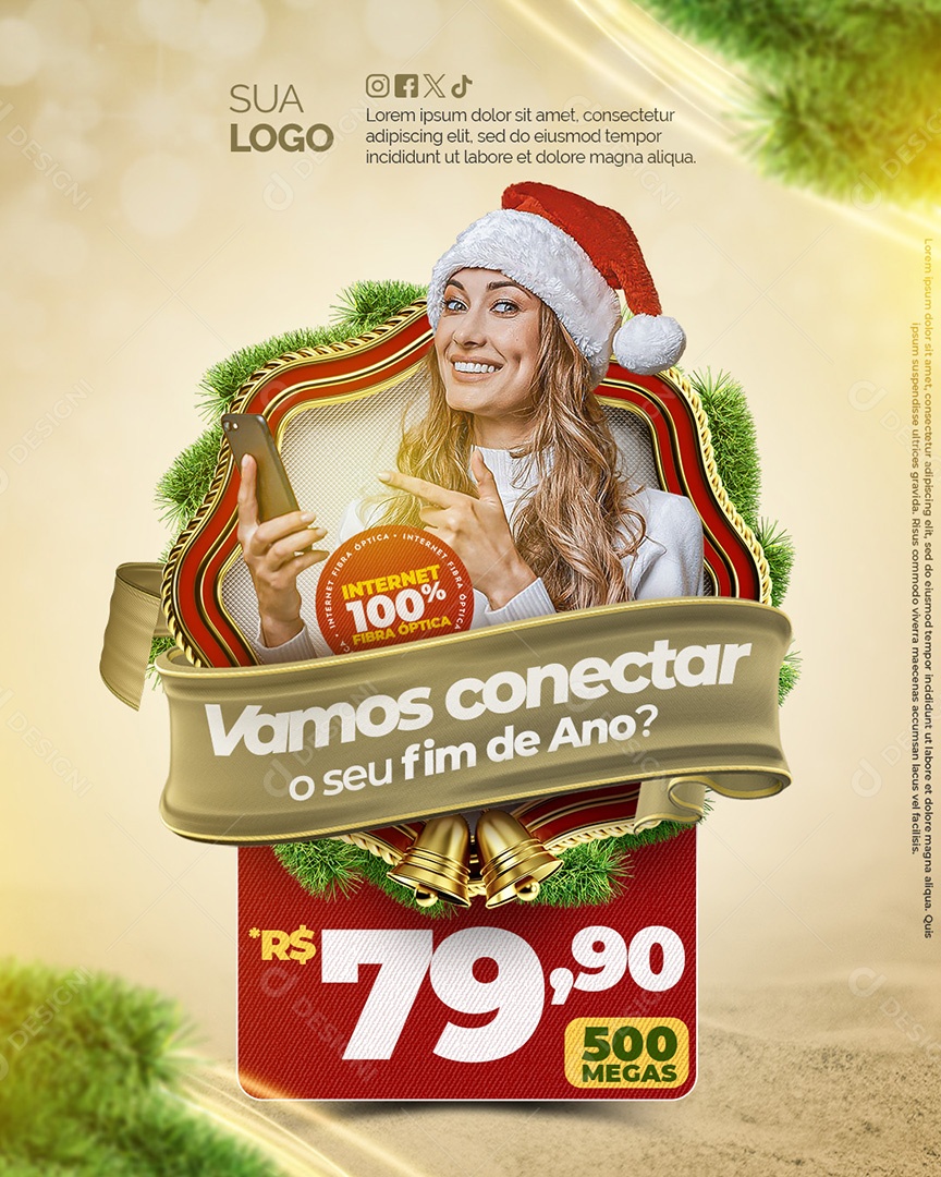 Natal Internet Vamos Conectar o Seu Fim de Ano Social Media PSD Editável