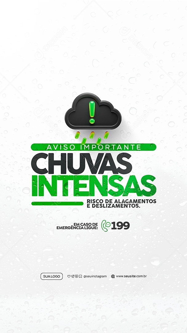 Story Alerta De Chuvas Intensas Social Media PSD Editável