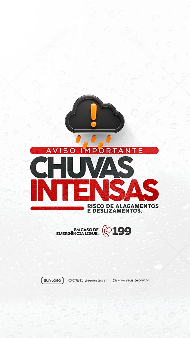 Story Alerta De Chuvas Intensas Social Media PSD Editável