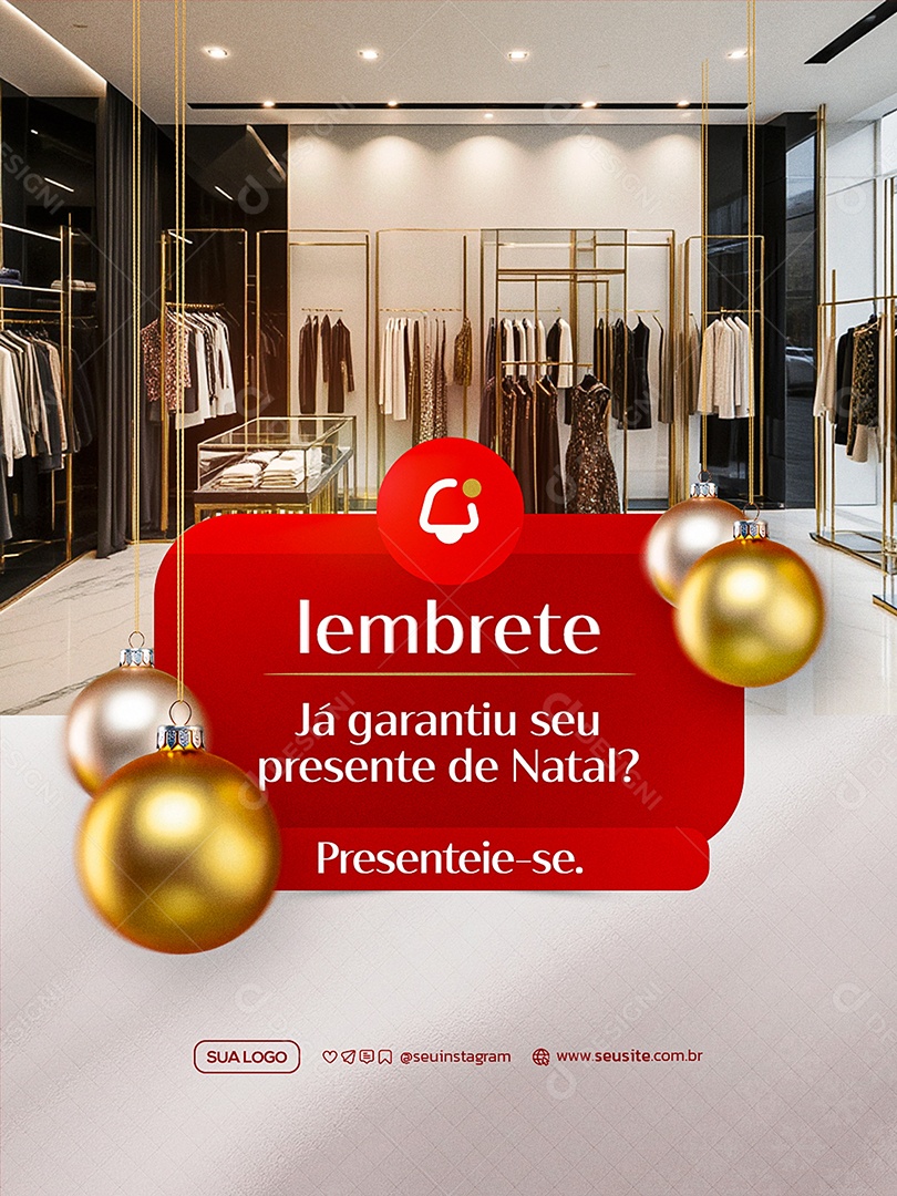 Lembrete de Natal Loja de Roupas Social Media PSD Editável