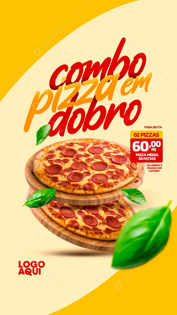 Story Pizzaria Combo Pizza em Dobro Social Media PSD Editável