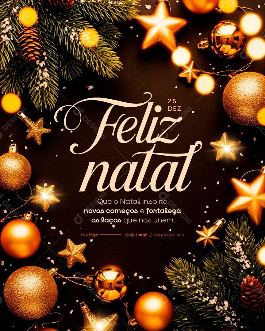 Feliz Natal 25 de Dezembro Social Media PSD Editável