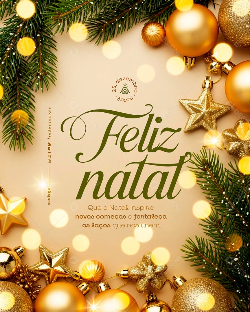 Feliz Natal 25 de Dezembro Social Media PSD Editável
