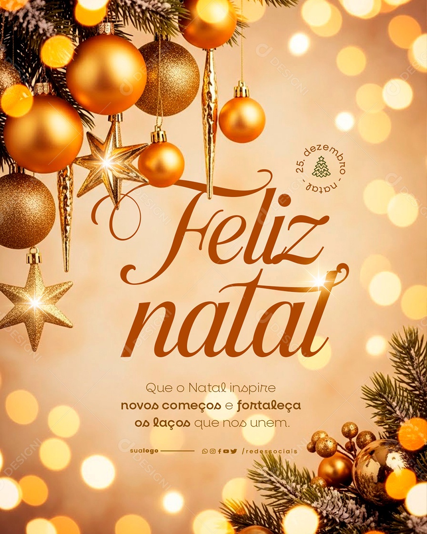 Feliz Natal 25 de Dezembro Social Media PSD Editável