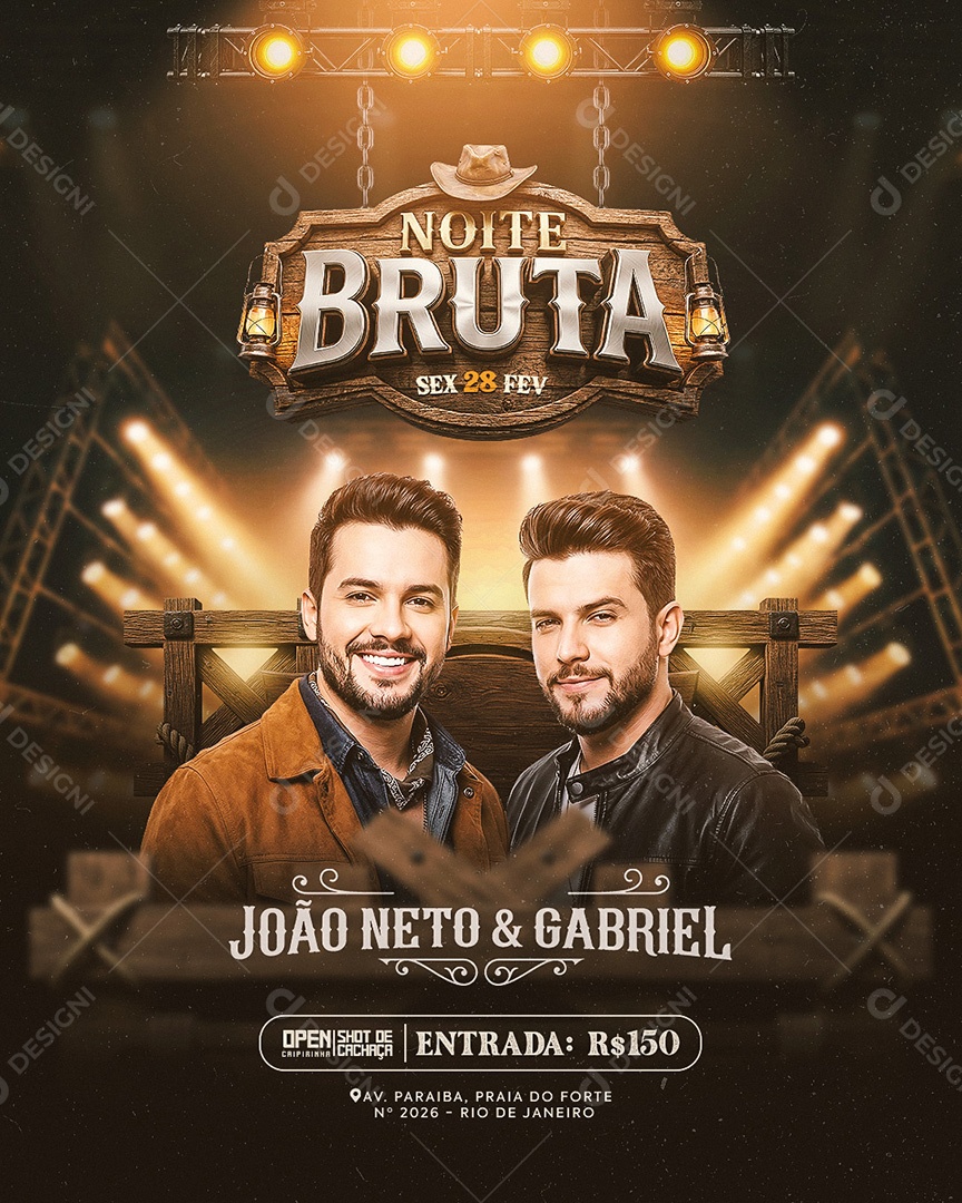 Flyer Noite Bruta Social Media Feed PSD Editável