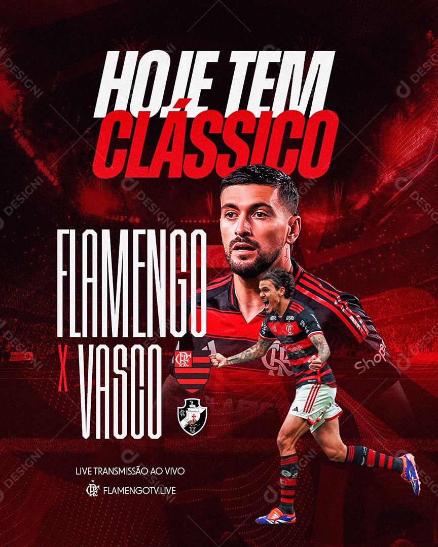 Brasileirão Hoje Tem Clássico Flamengo x Vasco Social Media PSD Editável