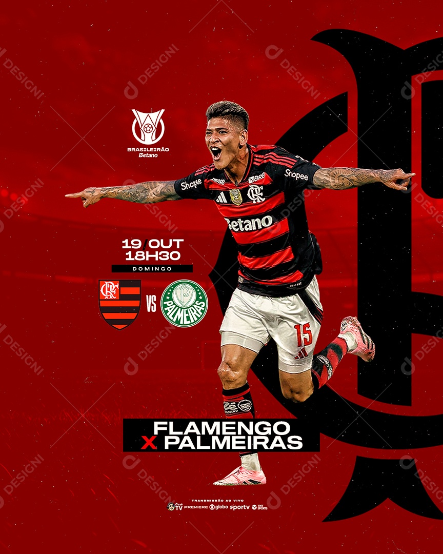 Brasileirão Flamengo x Palmeiras Social Media PSD Editável