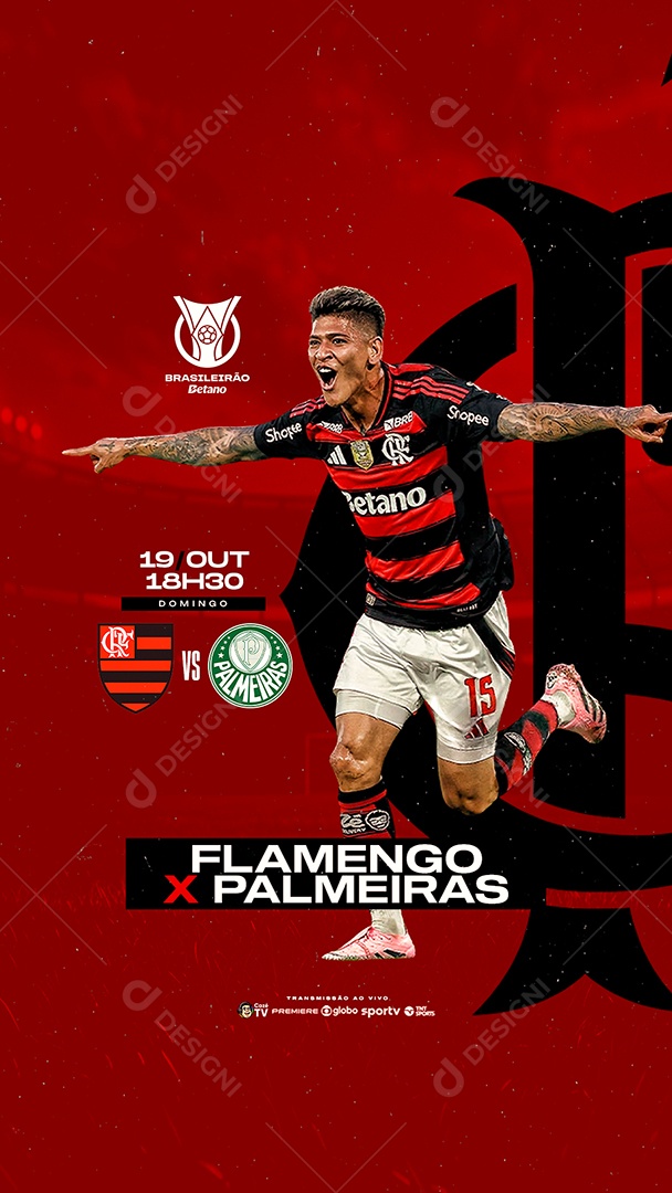 Story Brasileirão Flamengo x Palmeiras Social Media PSD Editável