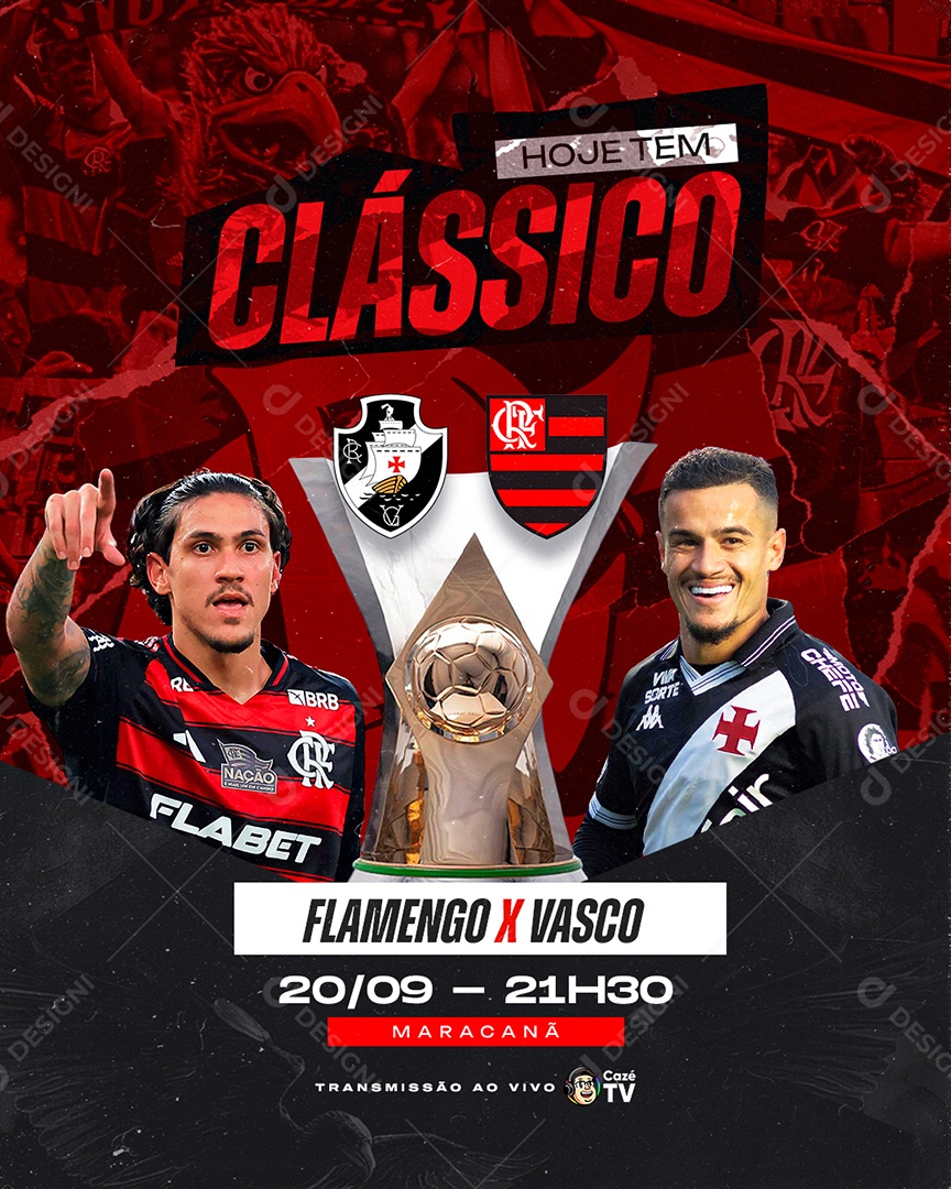 Brasileirão Hoje Tem Clássico Flamengo x Vasco Social Media PSD Editável
