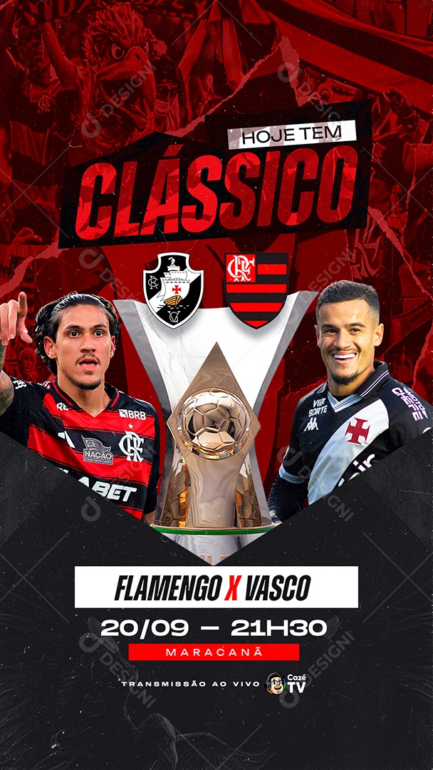 Story Brasileirão Hoje Tem Clássico Flamengo x Vasco Social Media PSD Editável