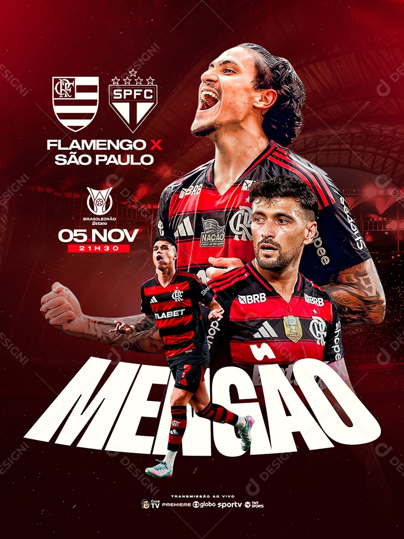 Brasileirão Flamengo x São Paulo Social Media PSD Editável