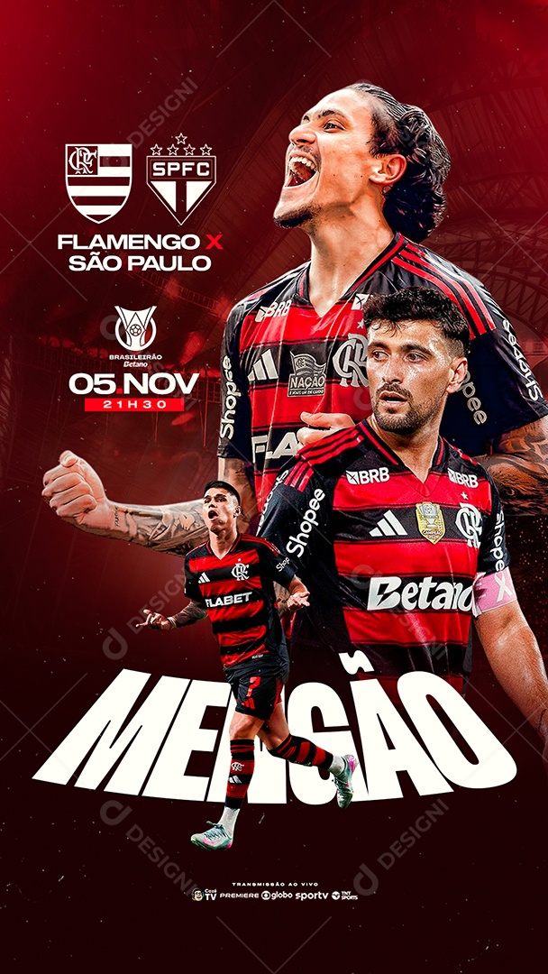 Story Brasileirão Flamengo x São Paulo Social Media PSD Editável