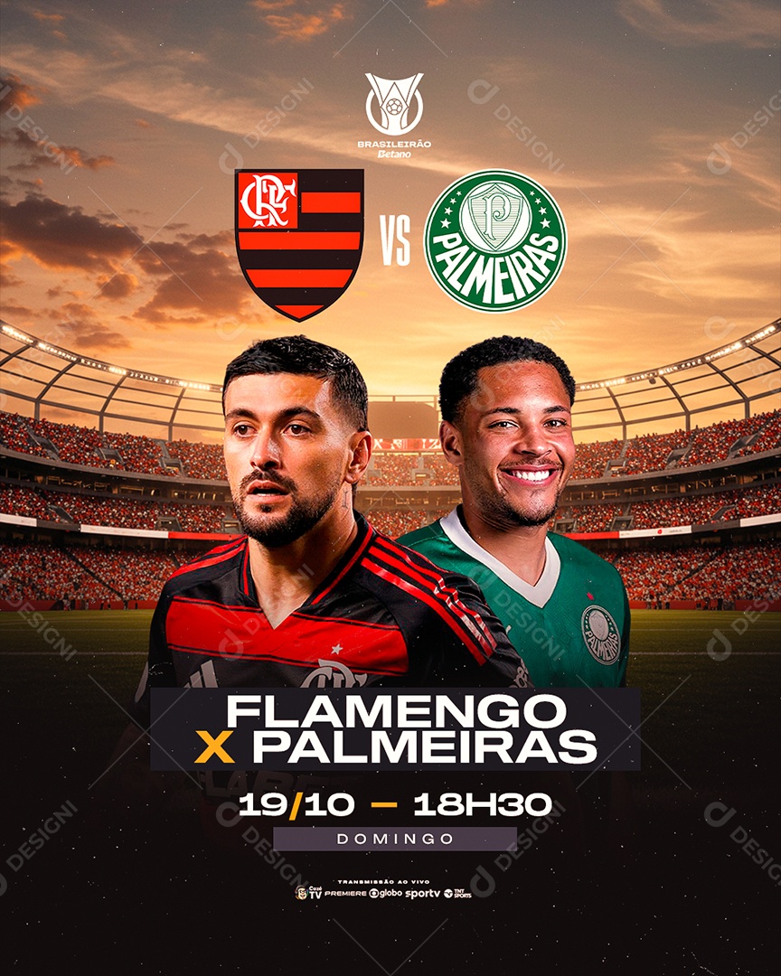 Brasileirão Flamengo x Palmeiras Social Media PSD Editável