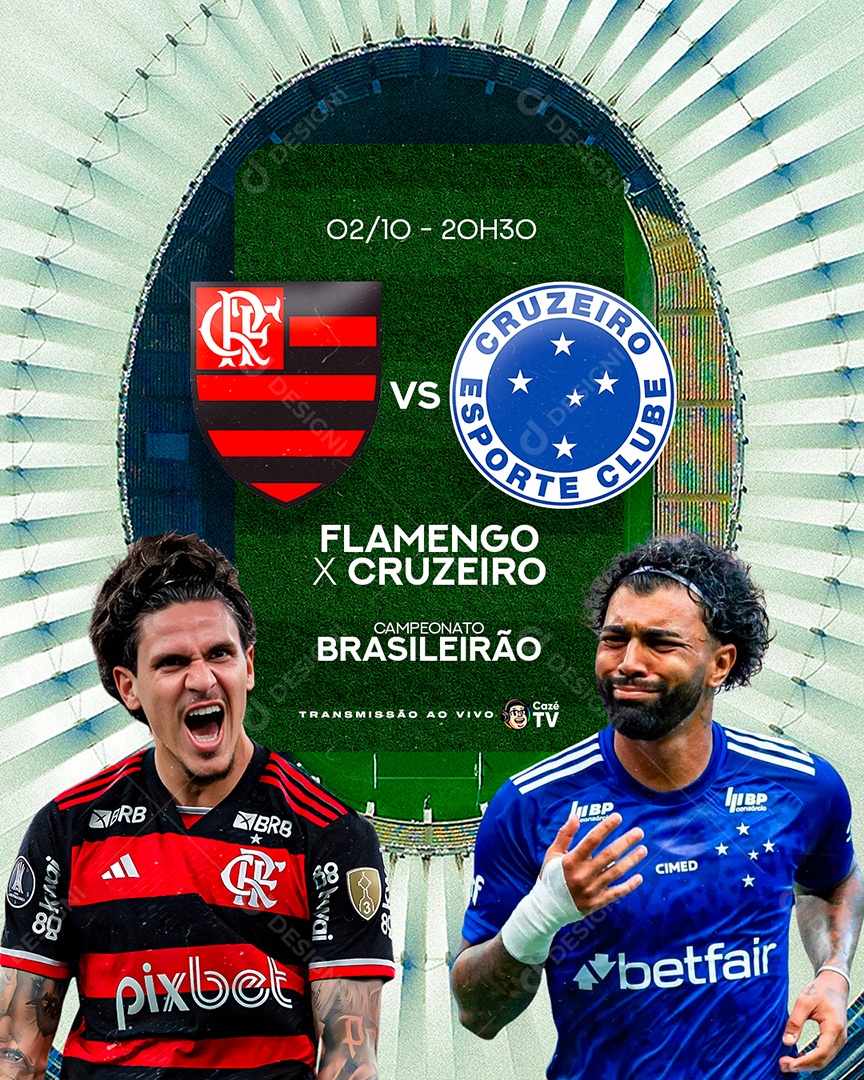 Brasileirão Flamengo vs Cruzeiro Social Media PSD Editável