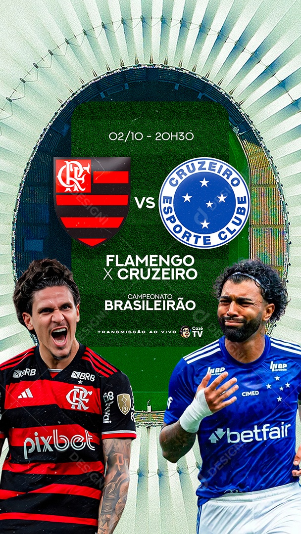 Story Brasileirão Flamengo vs Cruzeiro Social Media PSD Editável