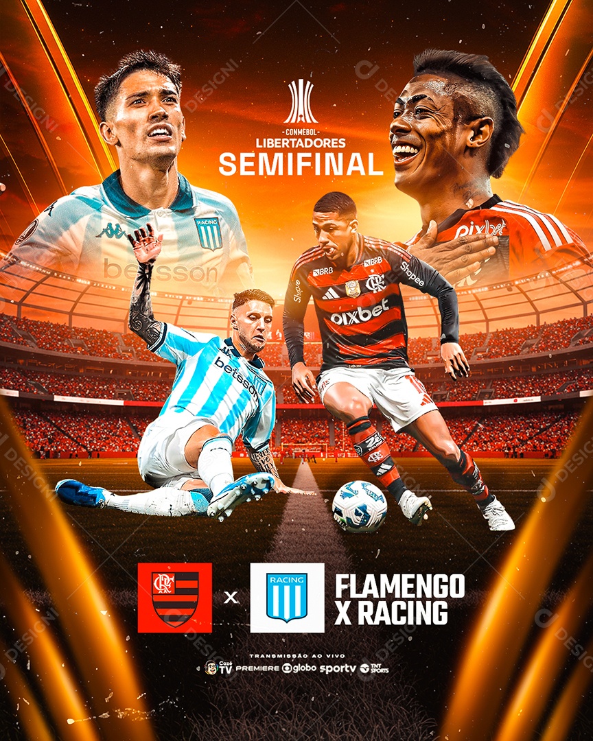 Libertadores Semifinal Flamengo x Racing Social Media PSD Editável