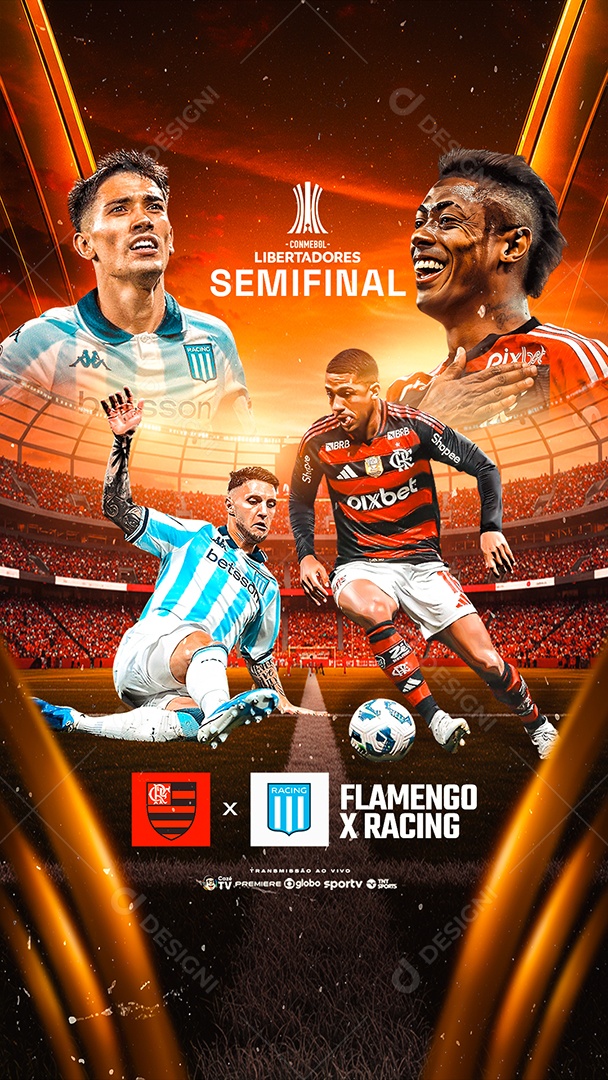 Story Libertadores Semifinal Flamengo x Racing Social Media PSD Editável