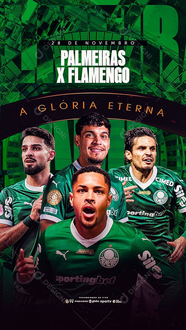 Story Libertadores Palmeiras x Flamengo a Glória Eterna Social Media PSD Editável