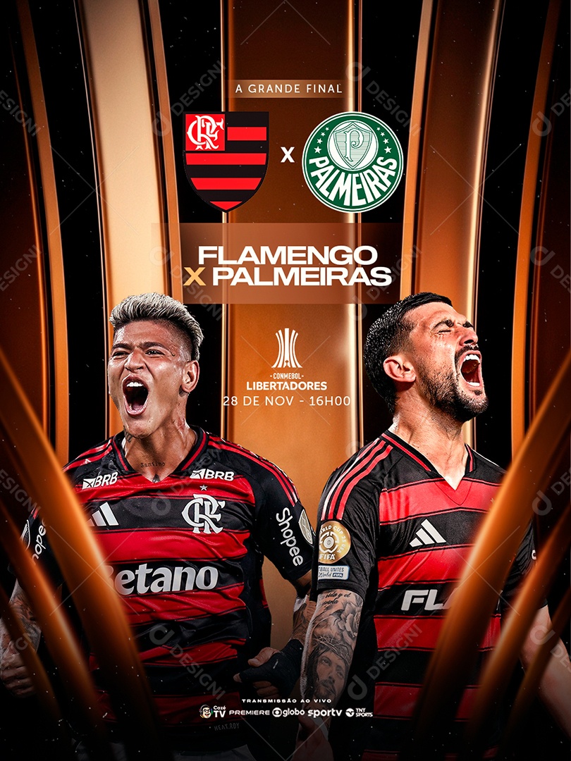Libertadores a Grande Final Flamengo x Palmeiras Social Media PSD Editável