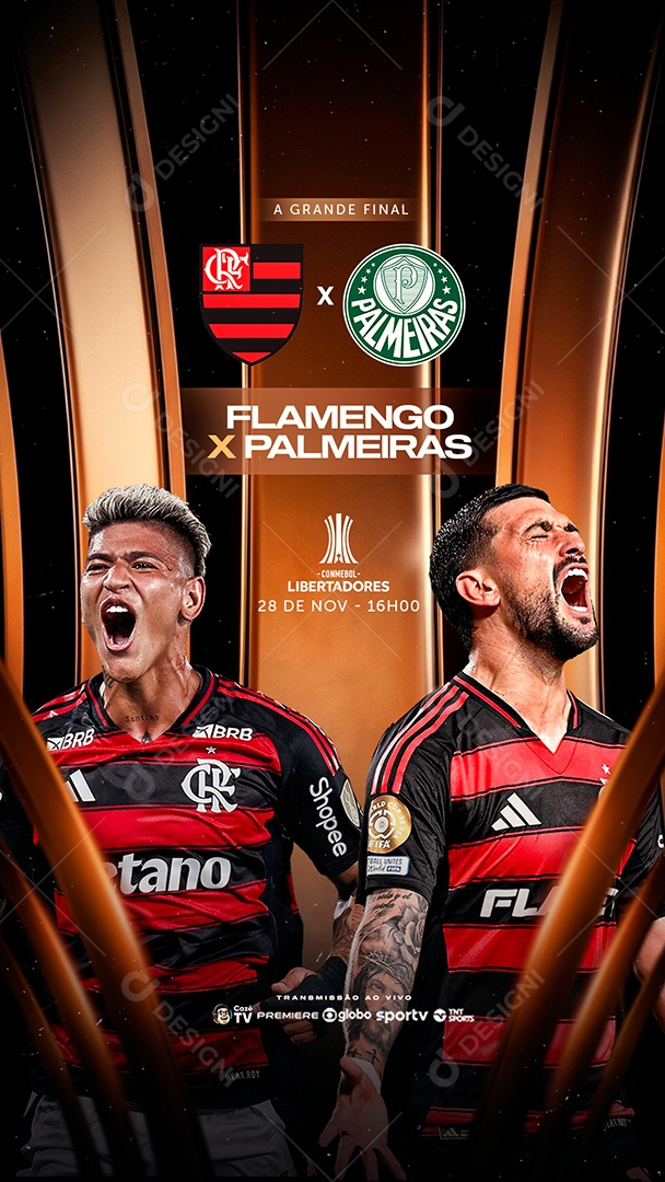 Story Libertadores a Grande Final Flamengo x Palmeiras Social Media PSD Editável