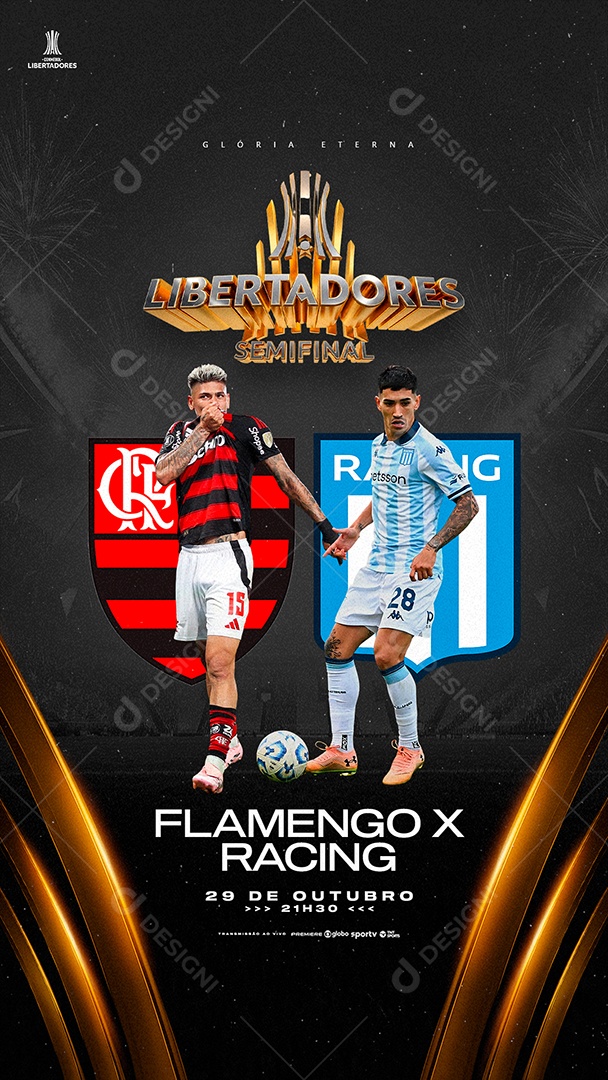 Story Libertadores Semifinal Flamengo x Racing Social Media PSD Editável