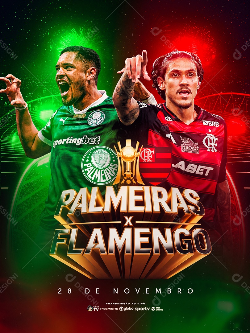 Final Libertadores Palmeiras x Flamengo Social Media PSD Editável