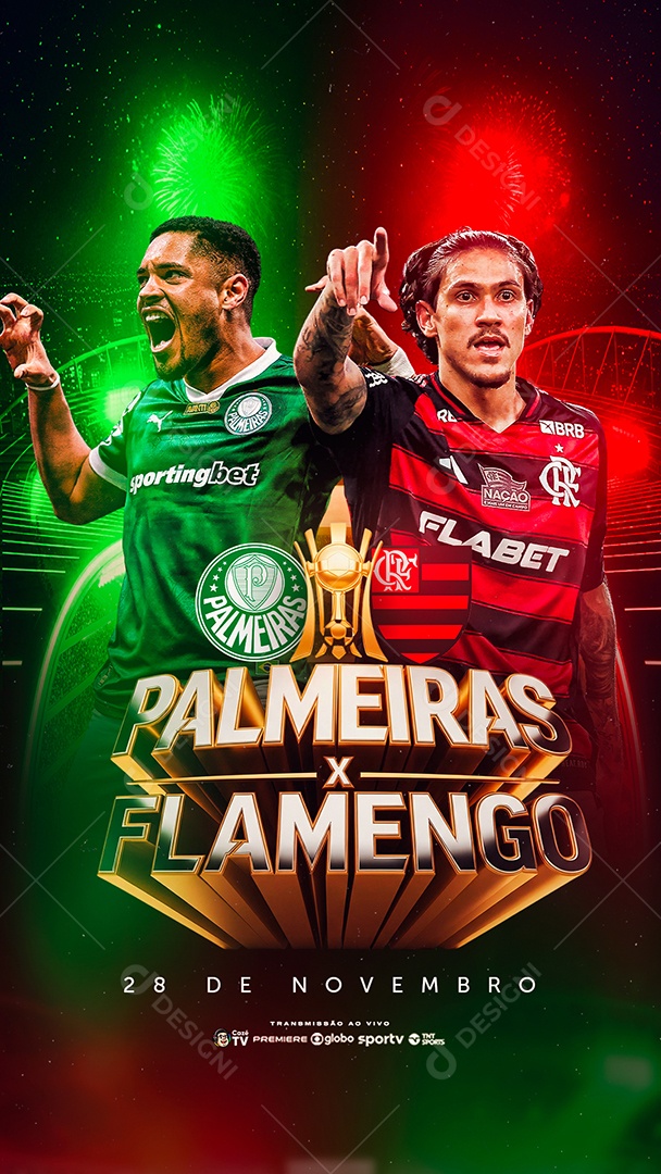 Story Final Libertadores Palmeiras x Flamengo Social Media PSD Editável