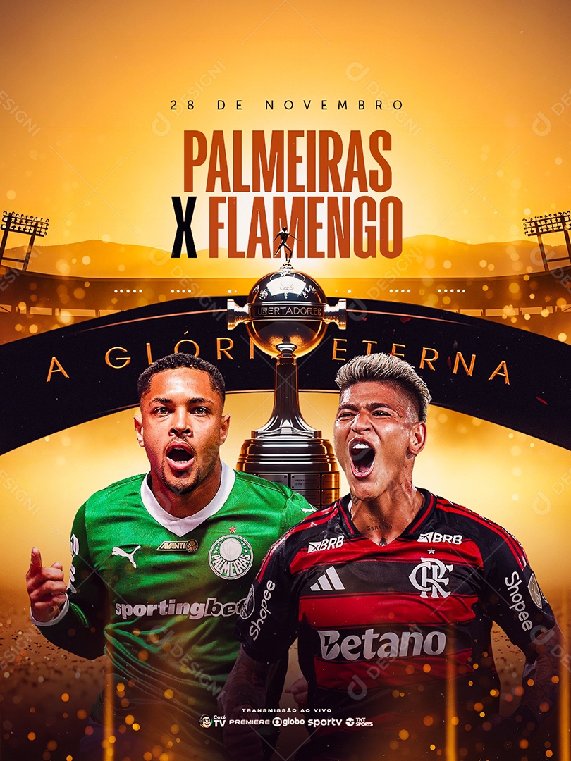 Final Libertadores Palmeiras x Flamengo Social Media PSD Editável