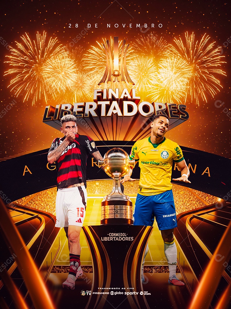Final Libertadores Flamengo x Palmeiras Social Media PSD Editável