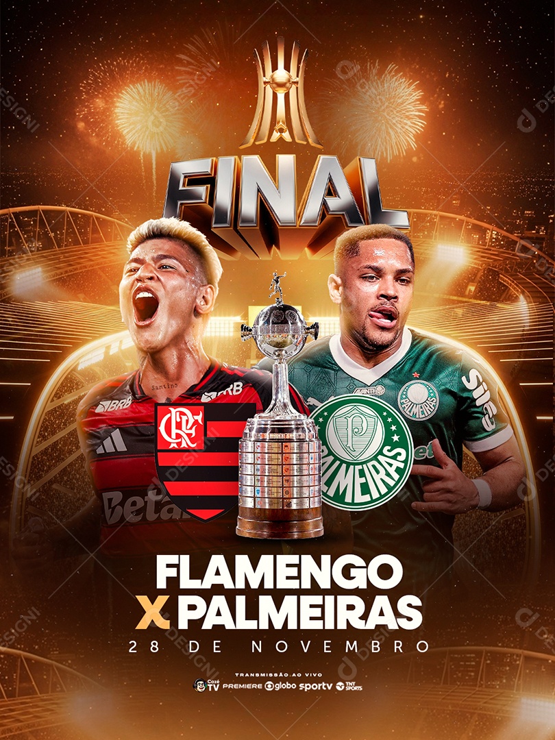 Libertadores Final Flamengo x Palmeiras Social Media PSD Editável