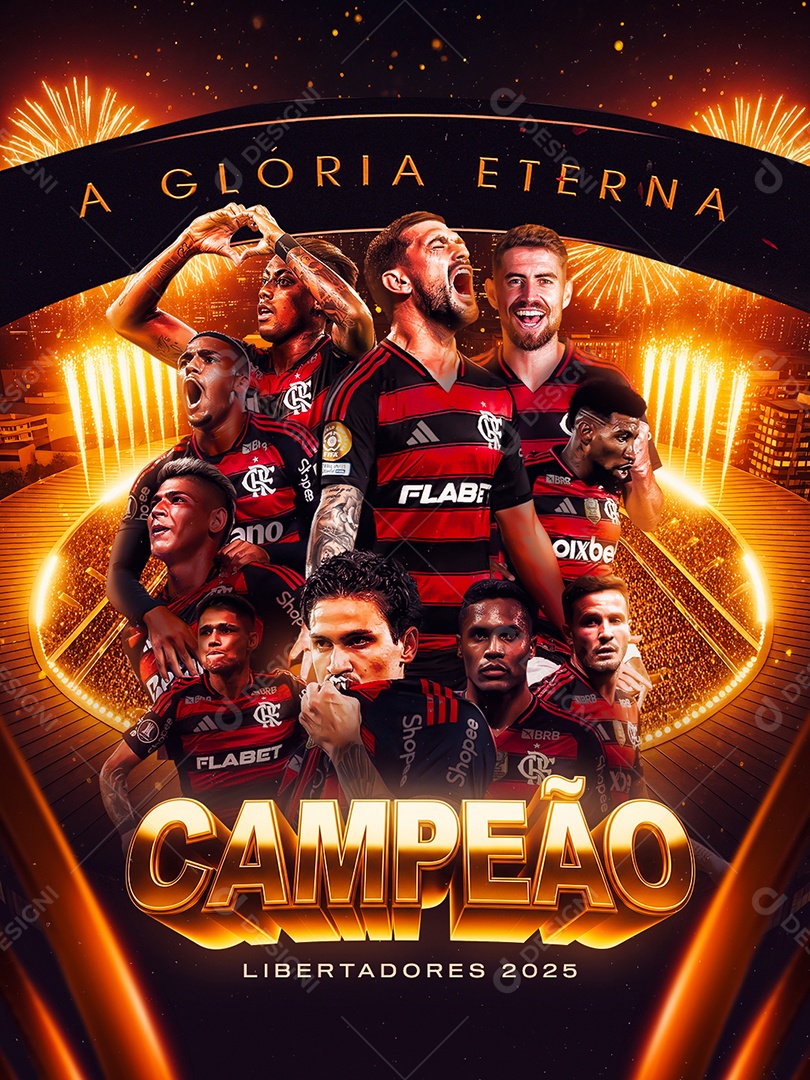 Libertadores 2025 Campeão Flamengo Social Media PSD Editável