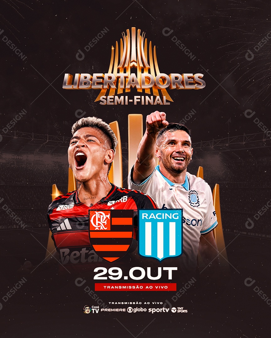 Libertadores Semifinal Flamengo x Racing Social Media PSD Editável