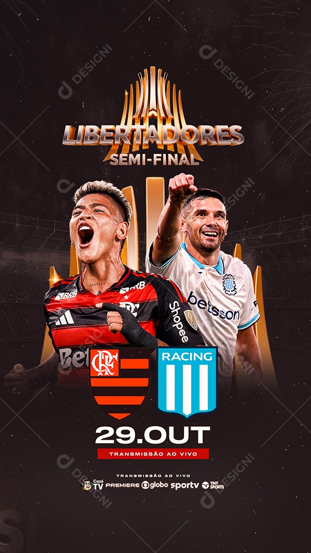 Story Libertadores Semifinal Flamengo x Racing Social Media PSD Editável