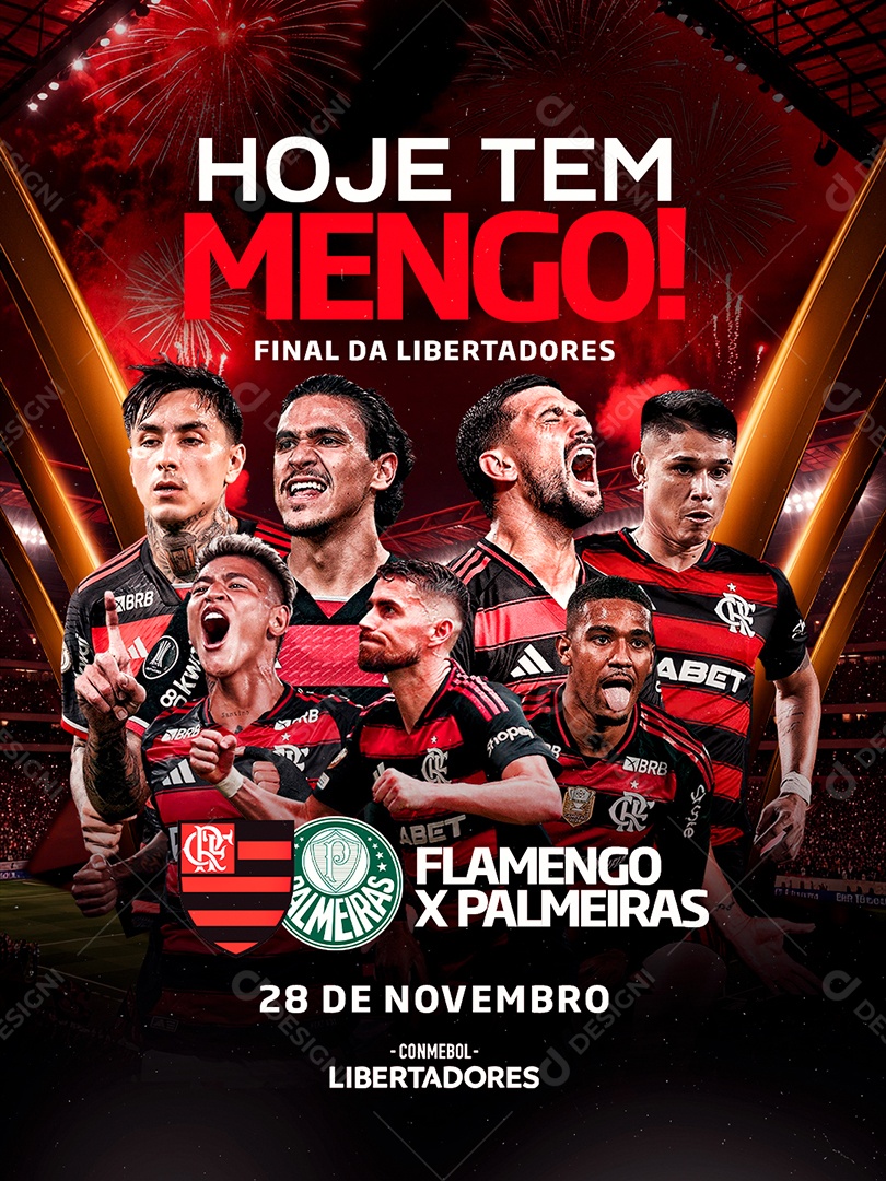Libertadores Hoje Tem Mengo Flamengo x Palmeiras Social Media PSD Editável