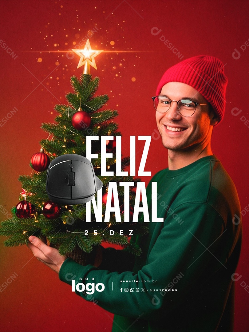 Feliz Natal 25 de Dezembro Designer Gráfico Social Media PSD Editável