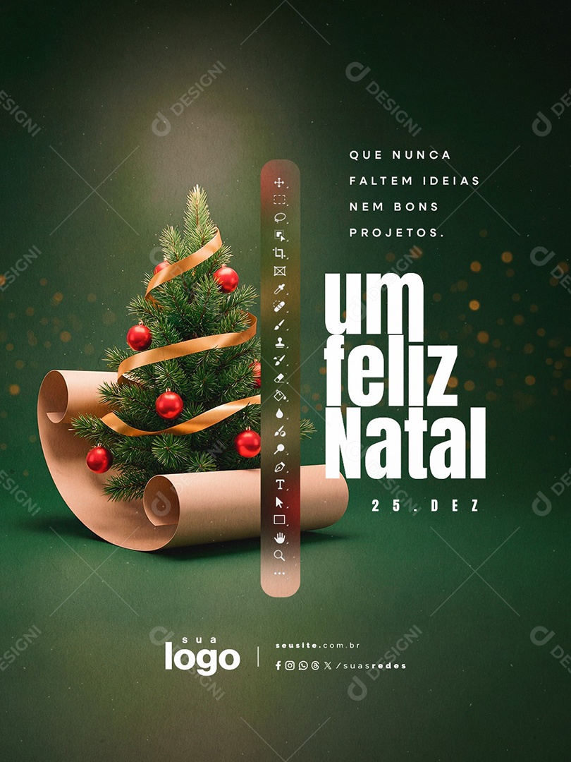 Um Feliz Natal 25 de Dezembro Designer Gráfico Social Media PSD Editável