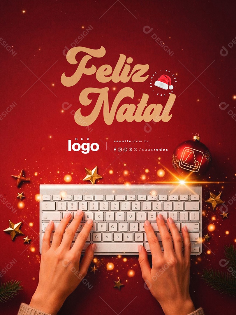 Feliz Natal 25 de Dezembro Designer Gráfico Social Media PSD Editável