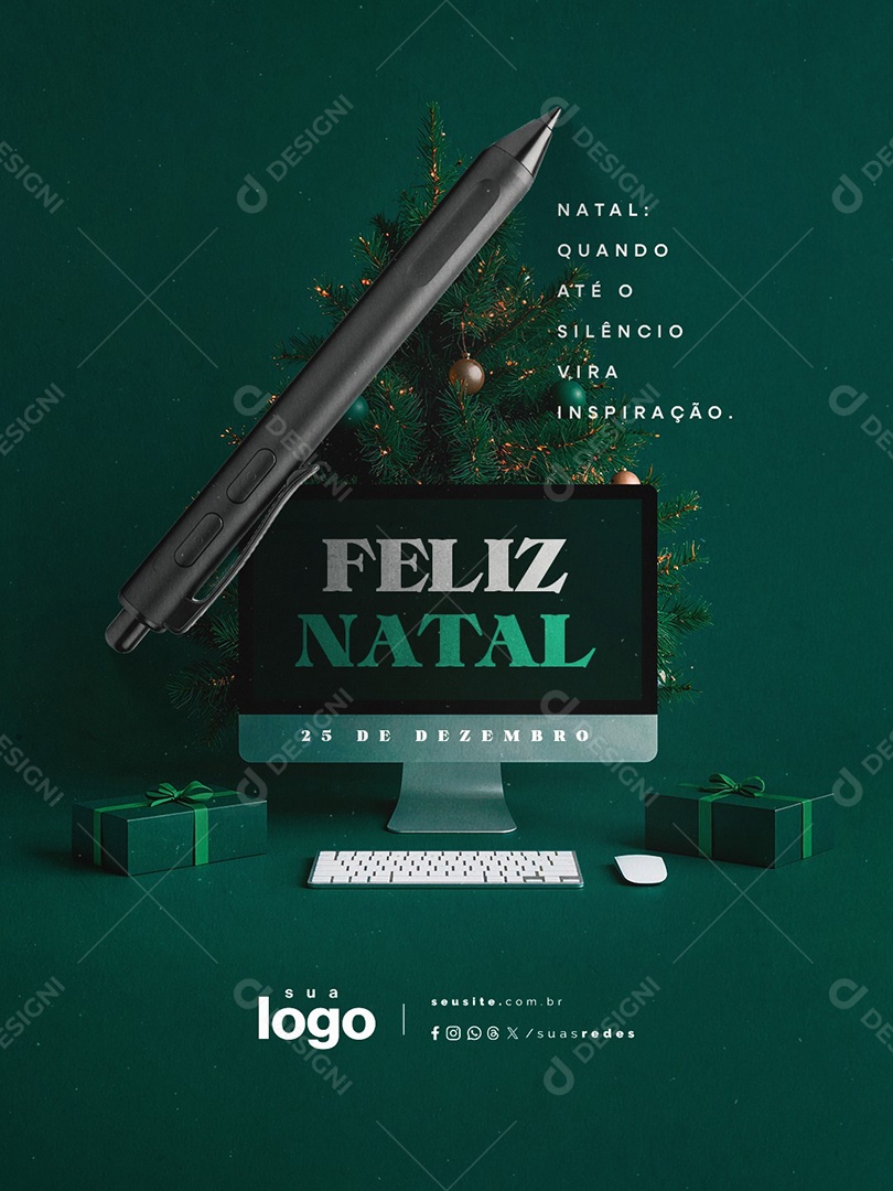 Feliz Natal 25 de Dezembro Designer Gráfico Quando Até o Silêncio Vira Inspiração Social Media PSD Editável