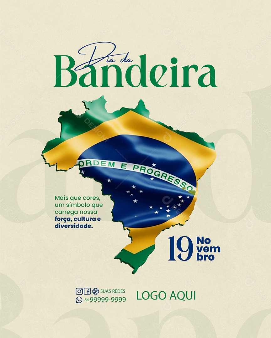 Dia da Bandeira 19 de Novembro Social Media PSD Editável