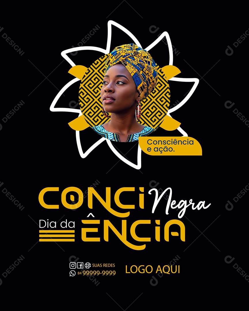 Dia da Consciência Negra 20 de Novembro Social Media PSD Editável
