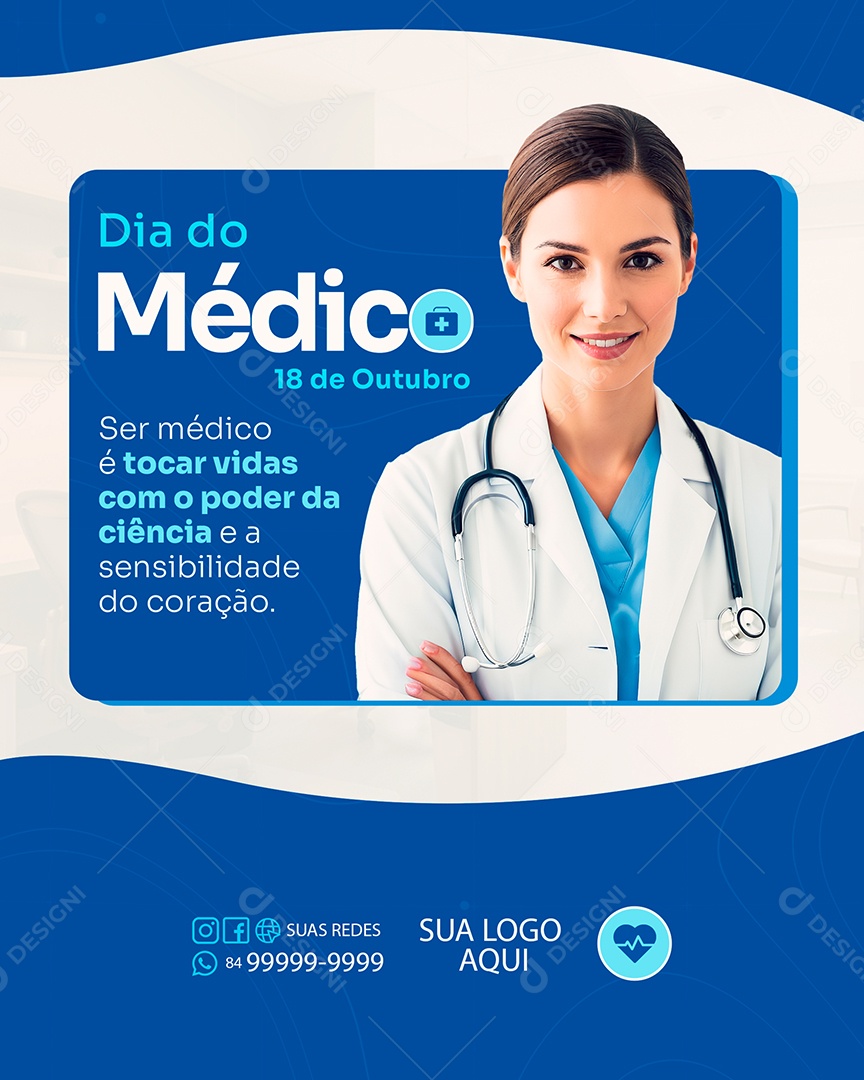 Dia do Médico 18 de Outubro Social Media PSD Editável