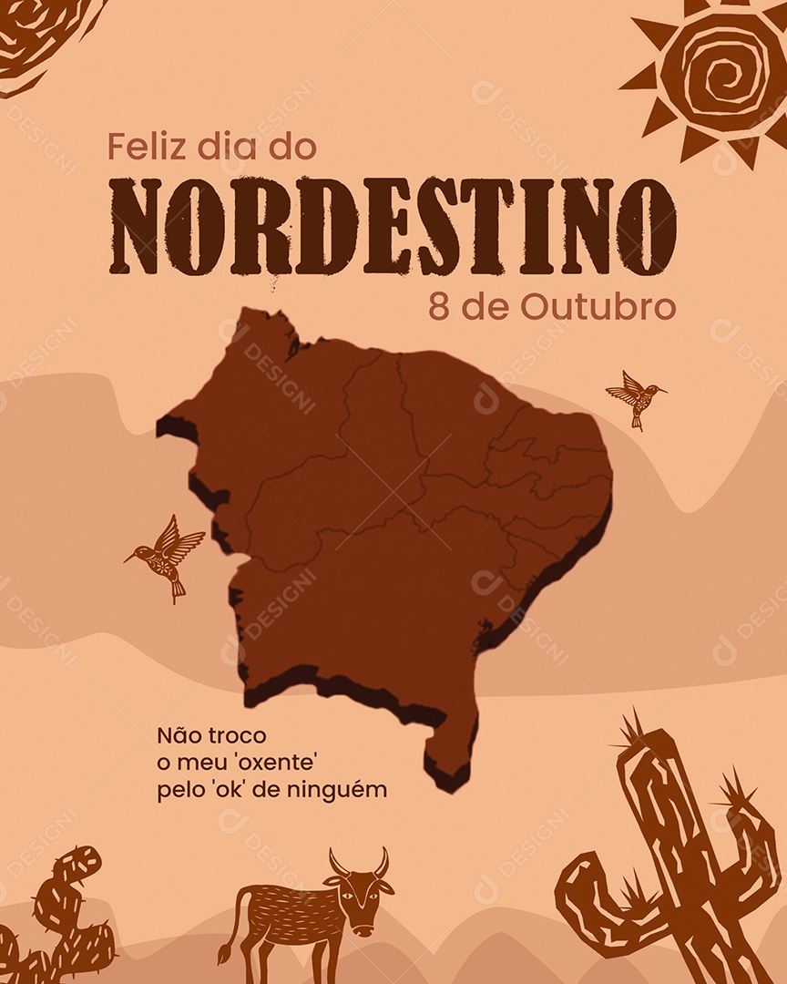 Feliz Dia do Nordestino 08 de Outubro Social Media PSD Editável