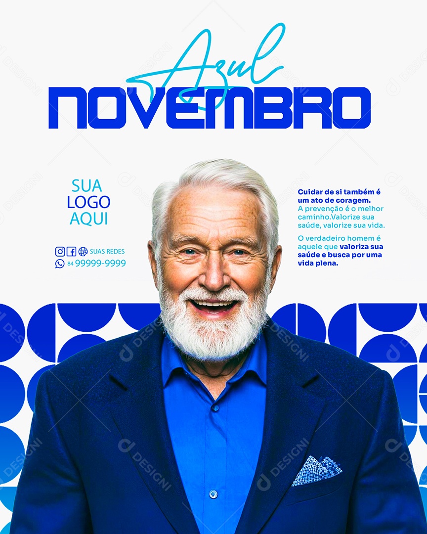 Novembro Azul Cuidar de Si Também é Um Ato de Coragem Social Media PSD Editável